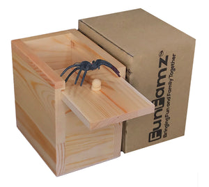 The FunFamz Original Spider Prank Box- Funny Wooden Box Toy Prank, Hilarious Christmas Money Gift Box Surprise Toy and Gag Gift Practical Joke & Bromas Kit