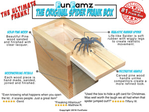 The FunFamz Original Spider Prank Box- Funny Wooden Box Toy Prank, Hilarious Christmas Money Gift Box Surprise Toy and Gag Gift Practical Joke & Bromas Kit