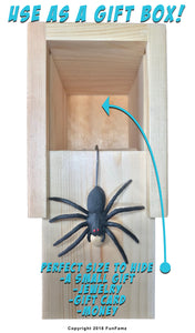 The FunFamz Original Spider Prank Box- Funny Wooden Box Toy Prank, Hilarious Christmas Money Gift Box Surprise Toy and Gag Gift Practical Joke & Bromas Kit