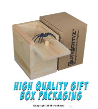 Load image into Gallery viewer, The FunFamz Original Spider Prank Box- Funny Wooden Box Toy Prank, Hilarious Christmas Money Gift Box Surprise Toy and Gag Gift Practical Joke &amp; Bromas Kit
