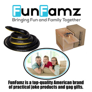 The FunFamz Original Fake Snake Toy Pack - Realistic Rubber Snakes & Plastic Snake Prank Toy